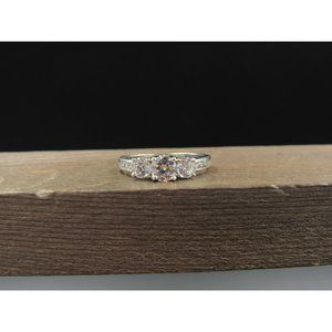 Size 6.75 Sterling Silver Triple Cubic Zirconia Gemstone Ring